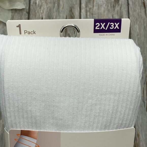 White Seamless Ribbed Leggings, 1-Pack Size 2X/3X - Picture 2 of 12